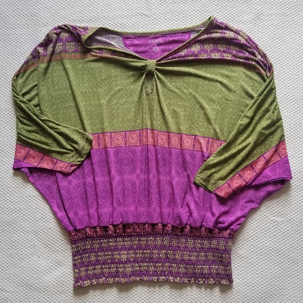 Tribal dolman sleeve top small